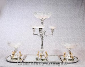 Englisch Silber Platte Boulton Mittelstück Epergne Glas Tablett Cherub Dish