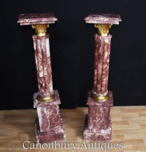 Klicken Sie hier, um dieses Französisch Empire Marble Sockel Stand Tables-Spalten zu Canonbury Antiques zu kaufen