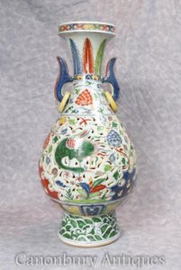 Single Chinesische Porzellan Drachen Vase Urne Qianlong Keramik