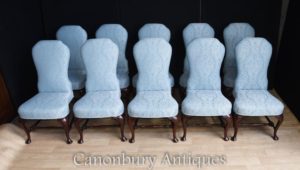 Set 10 viktorianische gepolsterte Esszimmerstühle Sitze