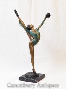 Art Deco Bronze Ball Tänzer Figur Statue