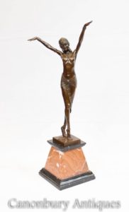 Art Deco Bronze Chiparus Statue unterzeichnete ägyptische Tänzerin Figur