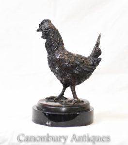 Französisch Bronze Chicken Bird Kitchen Chick Statue