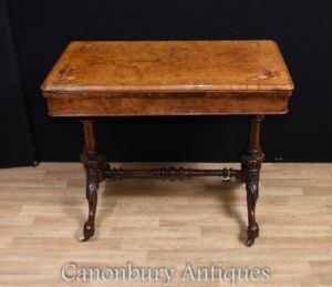 Victorian Burr Walnut Beistelltisch Spieltisch
