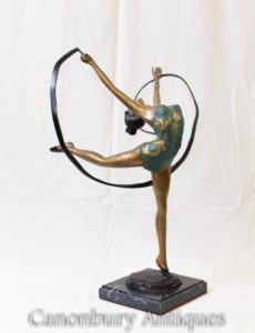 Art Deco Bronze Schärpe Tänzer Figur Tänzer