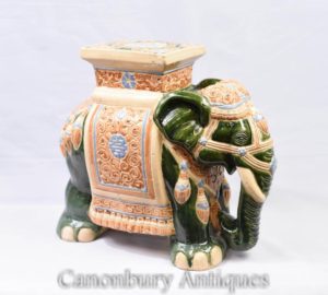 Englisch Majolika Keramik Elefant Sitz Raj