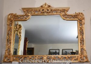 Großer englischer Chippendale Vergoldungs-Umhang-Spiegel