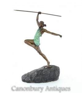 Art Deco Bronze Diana die Bogenschützenstatue von La Faguays