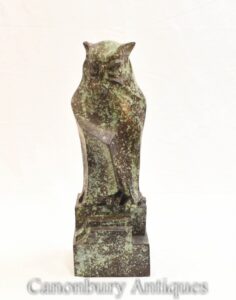 Französische Bronze-Eulenstatue - Greifvogel Verdis Gris Tawny