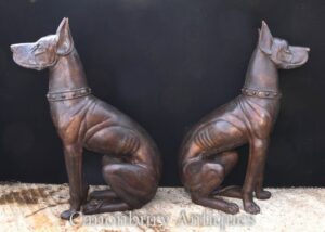 Paar Big Bronze Boxer Dogs Gatekeepers - Gartenstatue Lifesize Doggy Casting