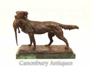 Französische Bronze-Hundejagdszene - Fasanensetzerjagd nach Moigniez