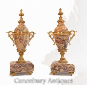 Paar Empire Marmor Urnen - Amphorenvasen Antik 1910