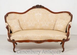 Viktorianisches Sofa Mahagoni - Antike geschnitzte Couch 1870