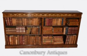 Walnut Open Bookcase - Regency Inlay Bücherregale Study Interiors