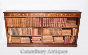Wide Regency Open Bookcase - Mahagoni-Inlay-Bibliotheksstudie