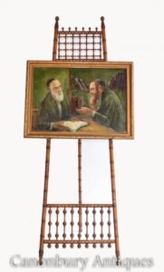 Ölgemälde Jude und Rabbi Porträt Antike jiddische jüdische Kunst 1930