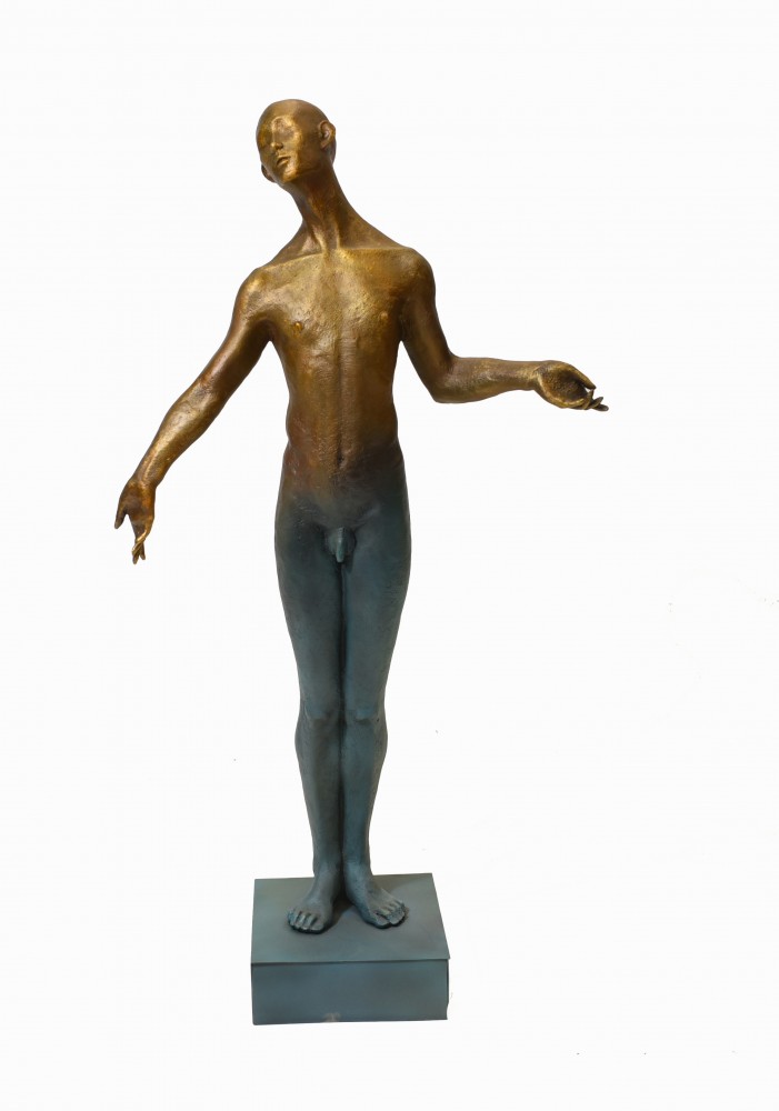 Abstrakte Kunst Statue Bronze Männlicher Akt Nackte Figur