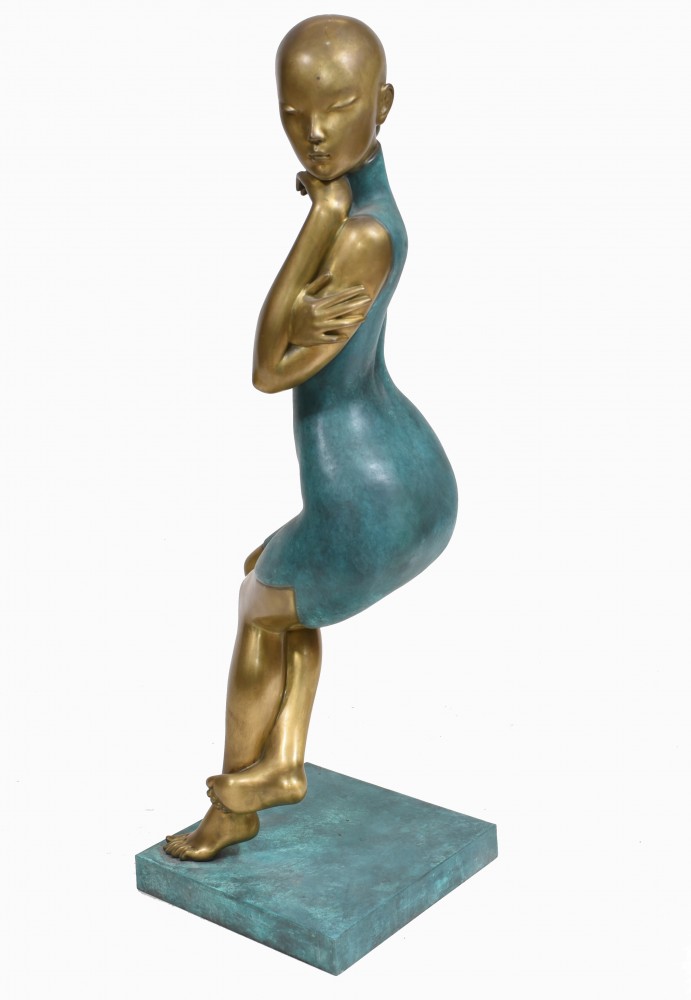 Art Deco Bronze weibliche Statue Figur groß