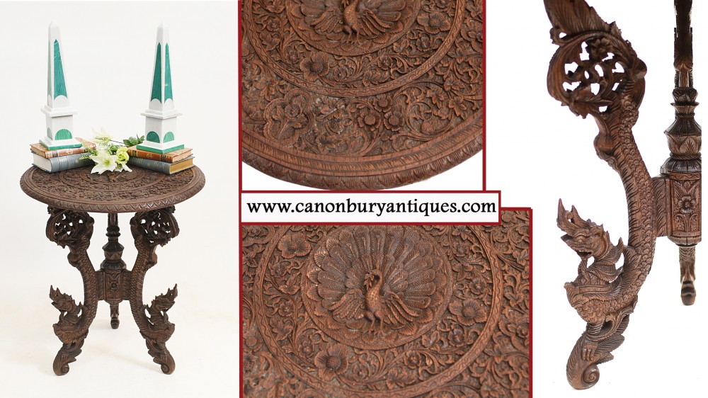 Burmesischer Beistelltisch Antike geschnitzte Burma Möbel