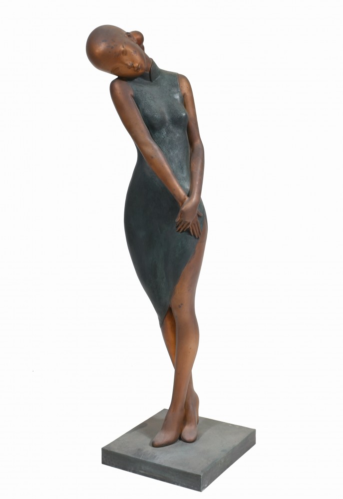 Jugendstil Bronzestatue Frauenfigur