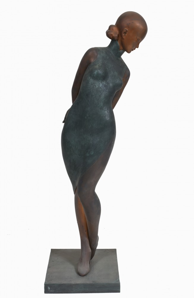 Jugendstil Frauenfigur Großes Mädchen Statue Gießen