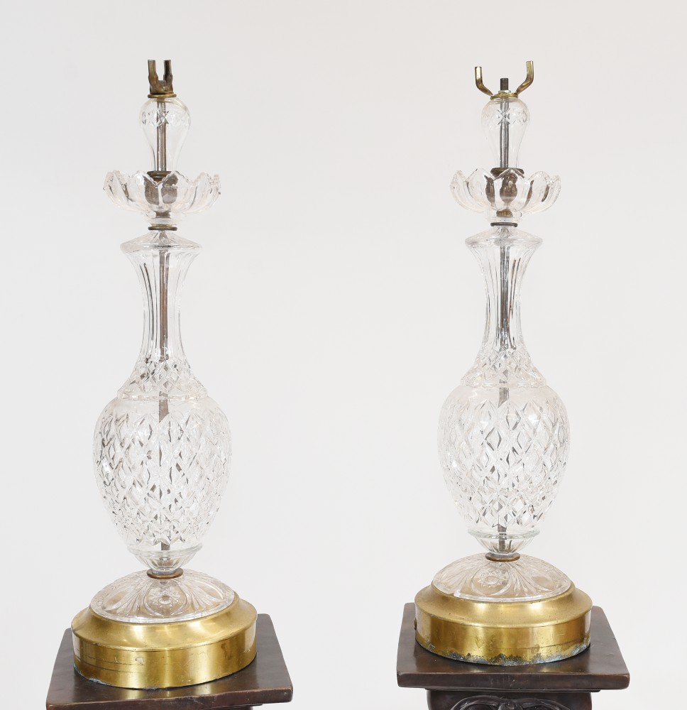 Paar Französische Glastischlampen Antike Lichter