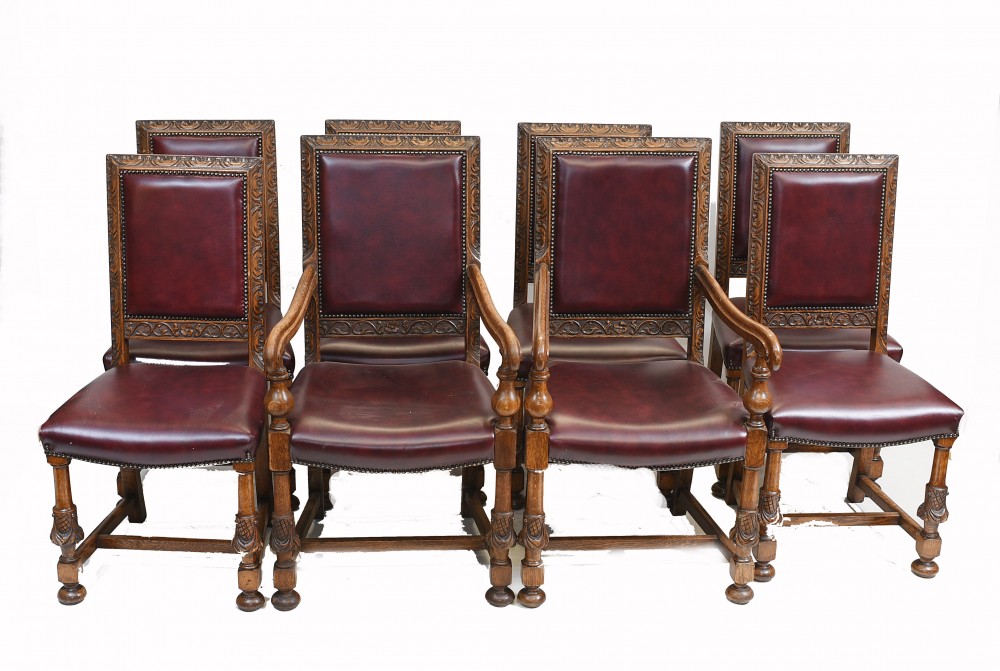 Set Esszimmerstühle aus Eiche Englische Antike Bauernmöbel