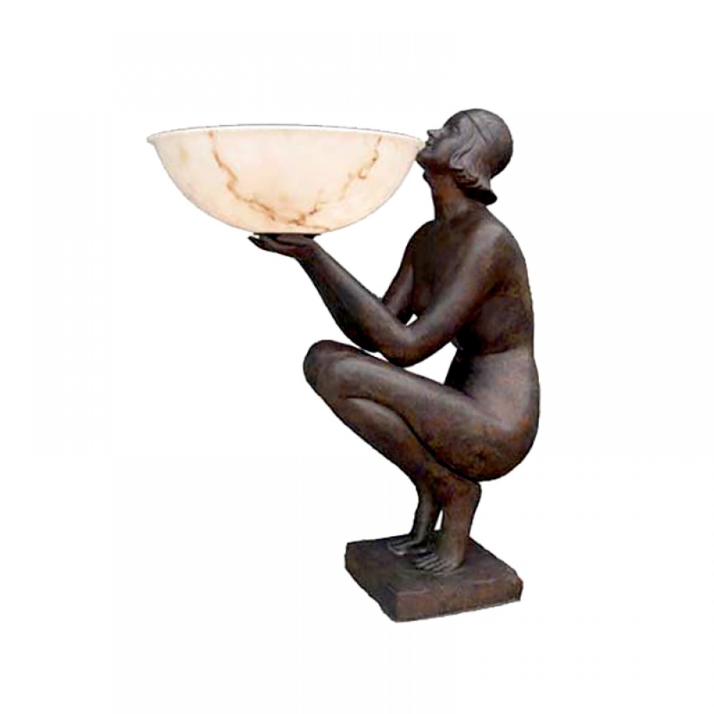 Art-Deco-Bronze-Biba-Statue, halbnackte weibliche Figur, Roaring Twenties