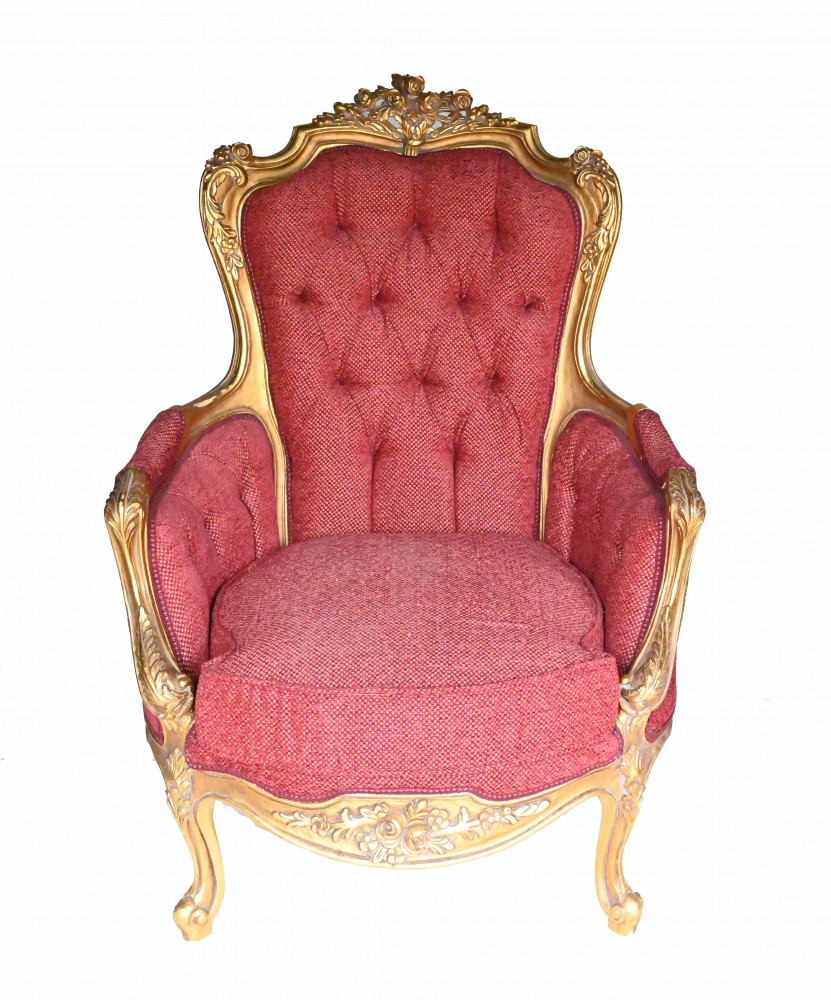 Französischer vergoldeter Sessel mit einzelnem Salonsitz Empire