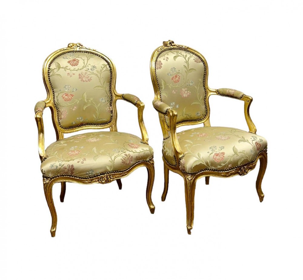 Paar vergoldete Sessel, italienischer Sessel