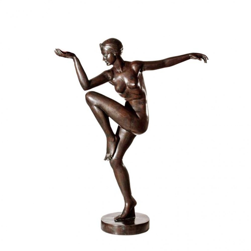 XL Art Deco Bronze Tänzerin Biba 6ft 173 CM