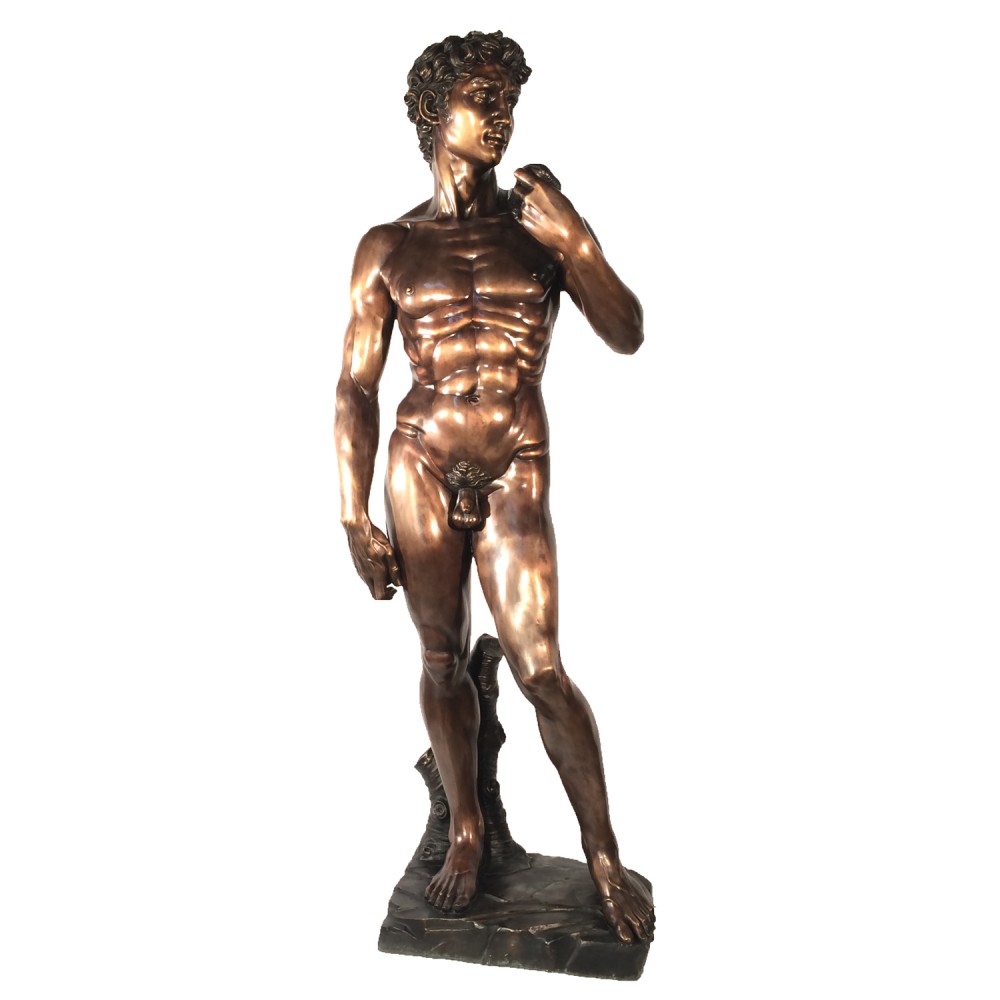 XL-Bronzestatue David nackter Mann nach Michelangelo-Gartenguss