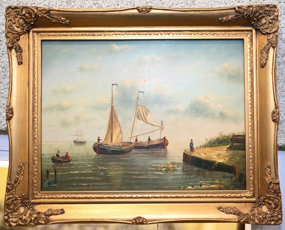 Englisches maritimes Ölgemälde aus Norfolk, signiert von H. Wood