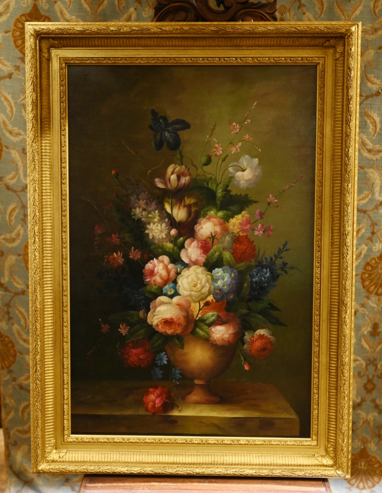 Klassisches Blumenstillleben Ölgemälde Rosen Blumen Englische Kunst
